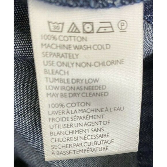 UO COOPERATIVE Brooklyn Dress Blue Denim Mini Bell Sleeve Cross Back Size 4 - Picture 10 of 10